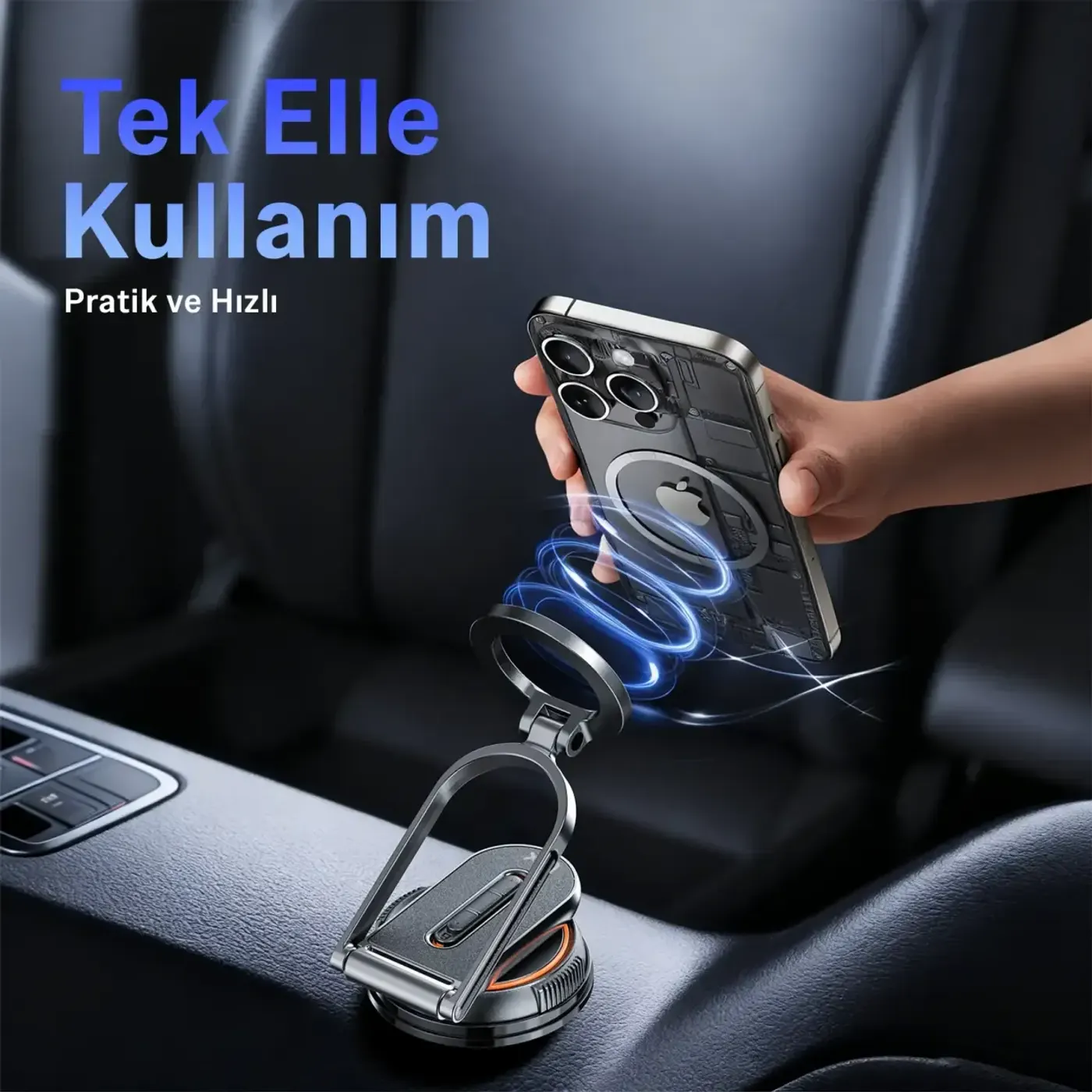 TCH02 Güçlü Vakum Özellikli 360° Araç Telefon Tutucu — görsel 2