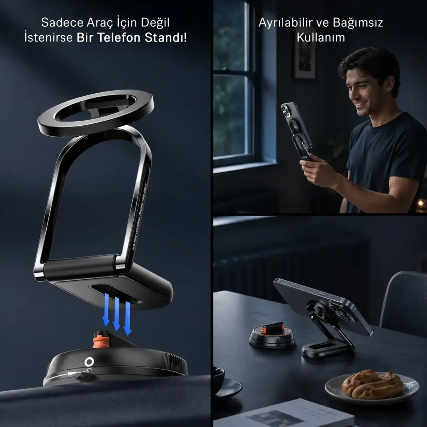 TCH02 Güçlü Vakum Özellikli 360° Araç Telefon Tutucu — görsel 5