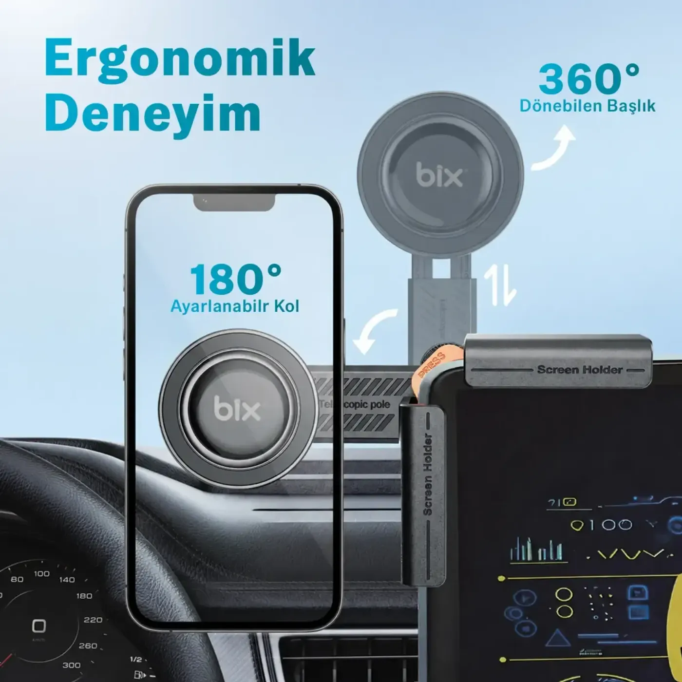 TCH03 Çok Açılı Ayarlanabilir Araç Ekranı ve Monitör — görsel 2