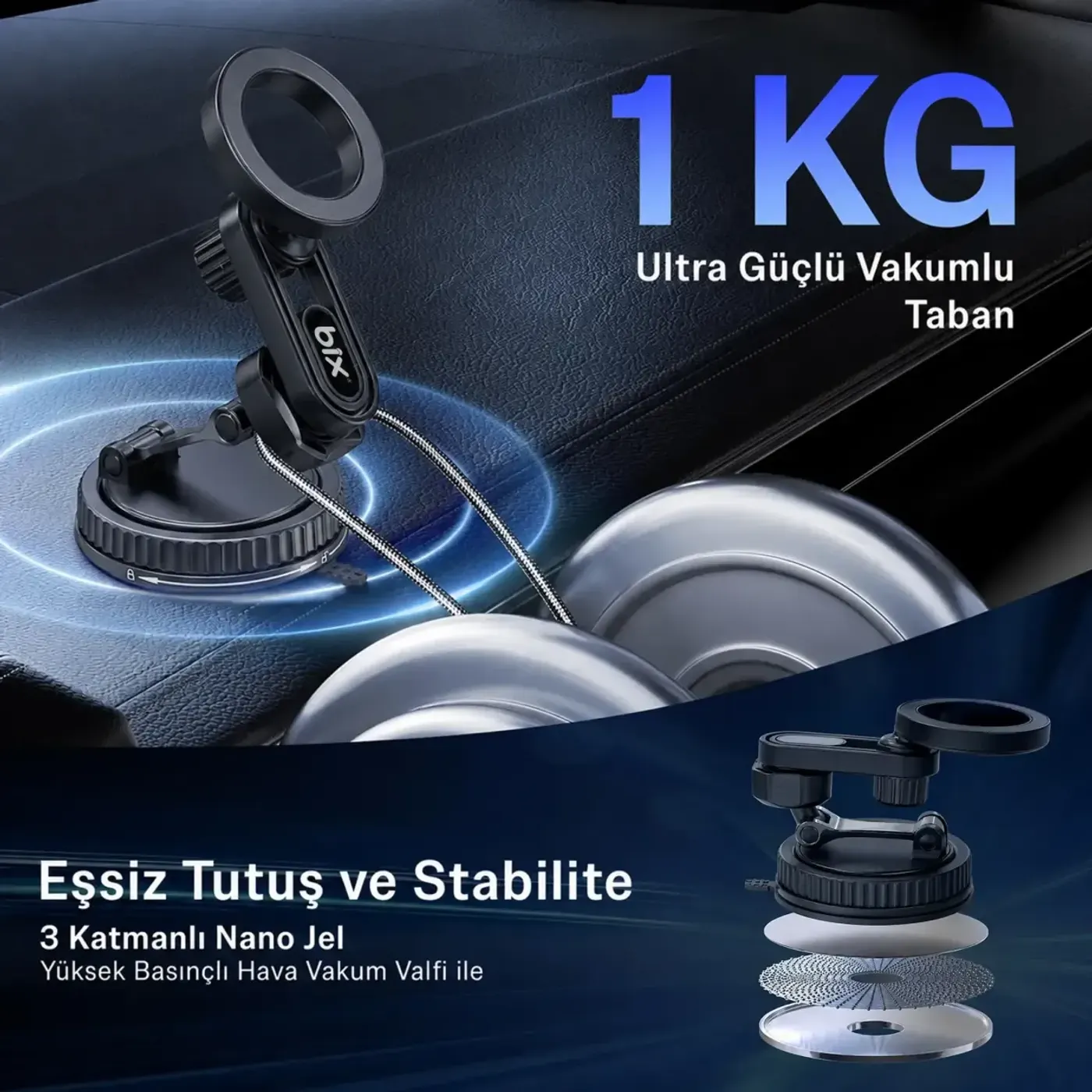 TCH04 Güçlü Vakum Özellikli 360° Araç Telefon Tutucu — görsel 4