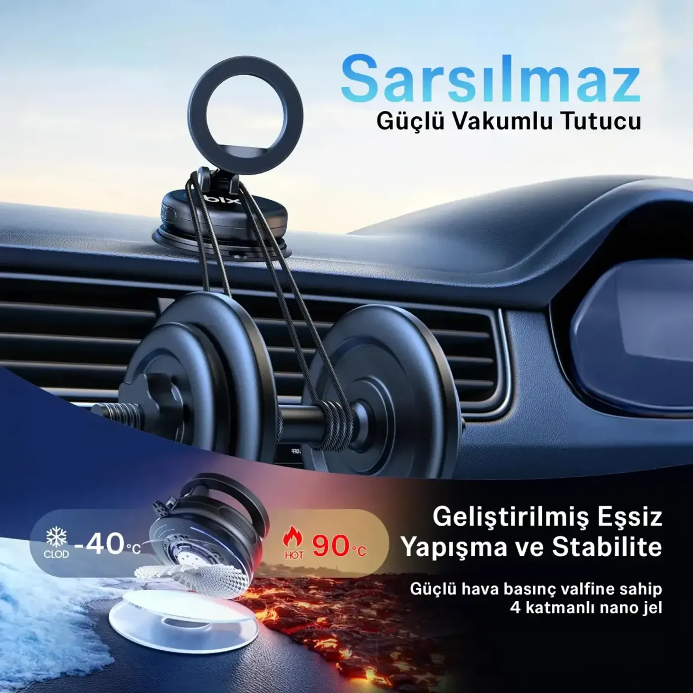 TCH05 360° Derece Dönebilen Vakumlu Telefon Tutucu — görsel 4