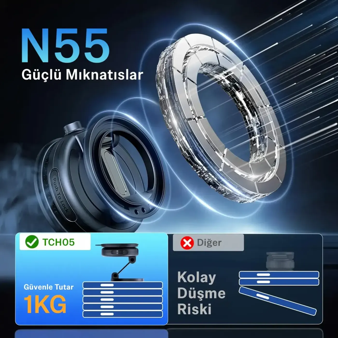 TCH05 360° Derece Dönebilen Vakumlu Telefon Tutucu — görsel 5