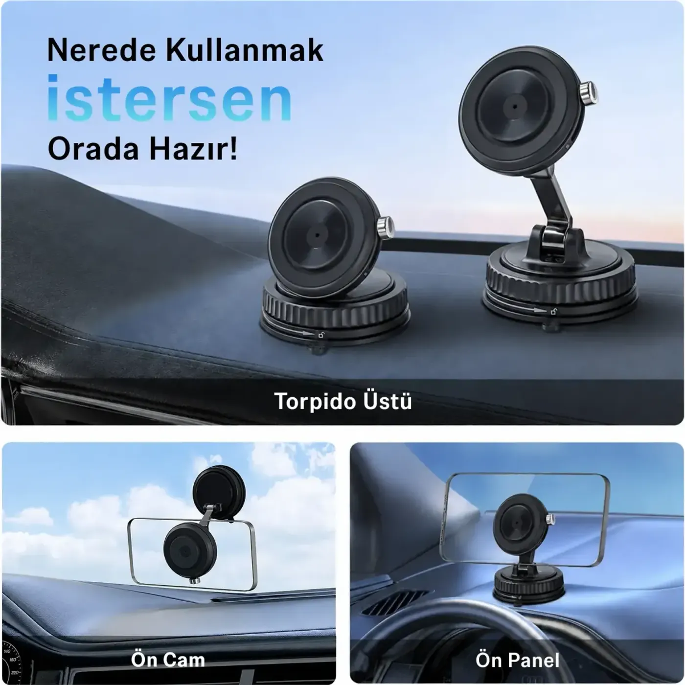 Bix TCH06 360° Manyetik Vakumlu Araç Tutucu — görsel 5