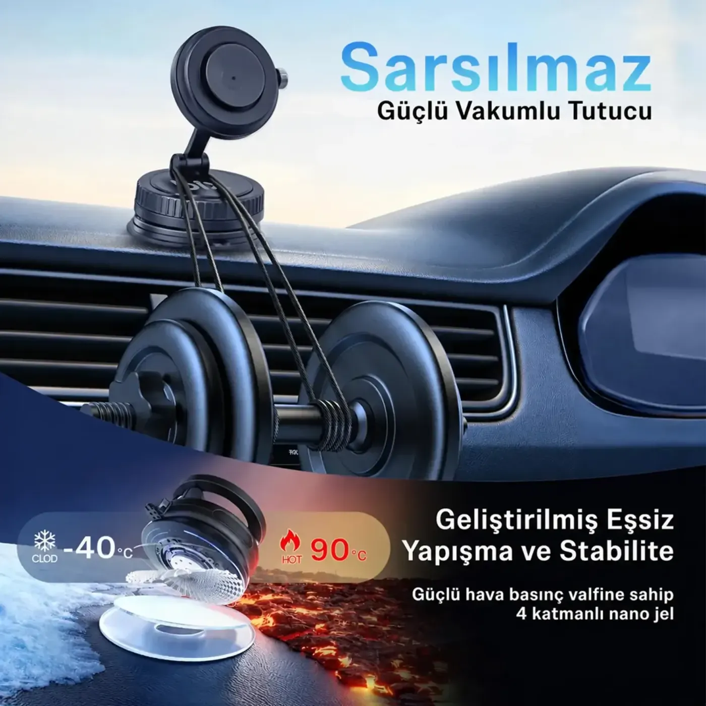 Bix TCH06 360° Manyetik Vakumlu Araç Tutucu — görsel 6