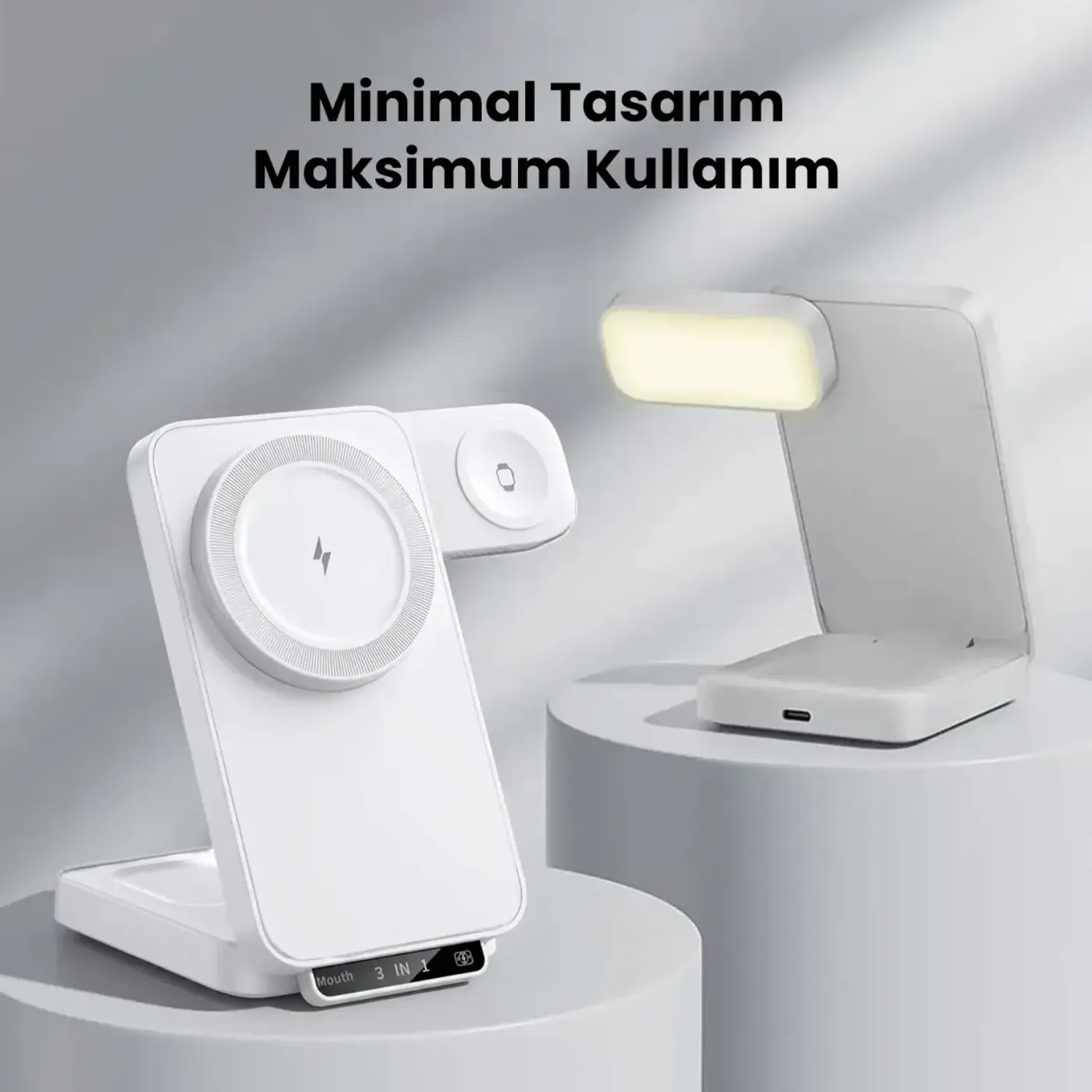 TPS01 Gece Işıklı 3’ü 1 Arada Akıllı Kablosuz Şarj — görsel 5