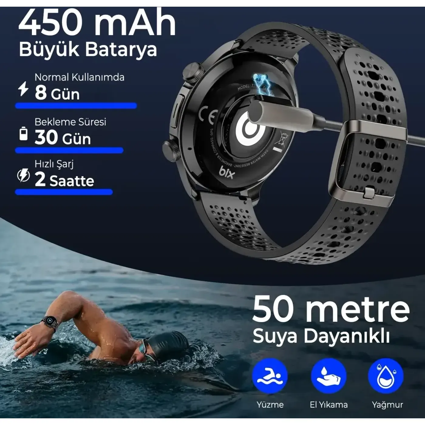 TSW6 48mm Super Retina 1.6” AMOLED GPS Akıllı Saat — görsel 3