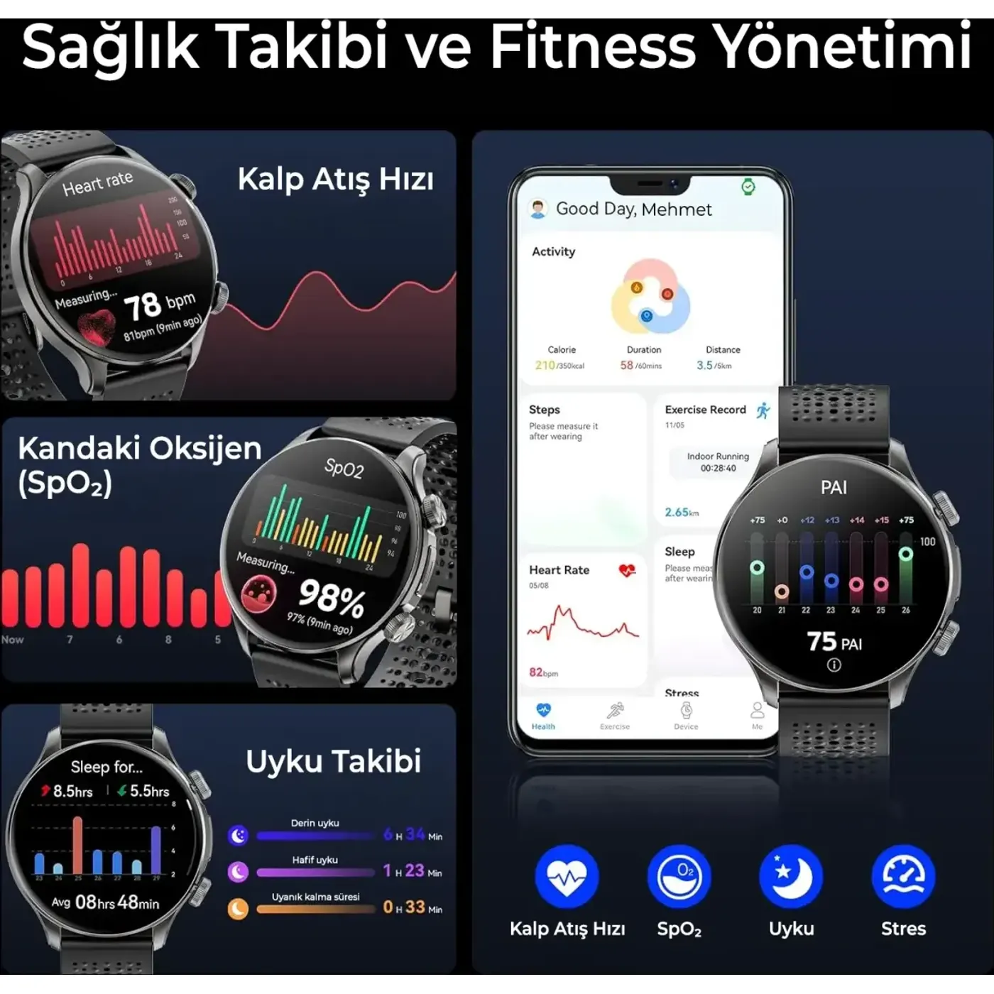 TSW6 48mm Super Retina 1.6” AMOLED GPS Akıllı Saat — görsel 6