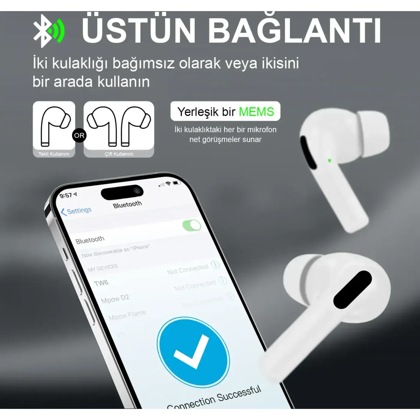 TW6 Soundcraft Bluetooth 5.3 Çift Kulak içi Kulaklık — görsel 6