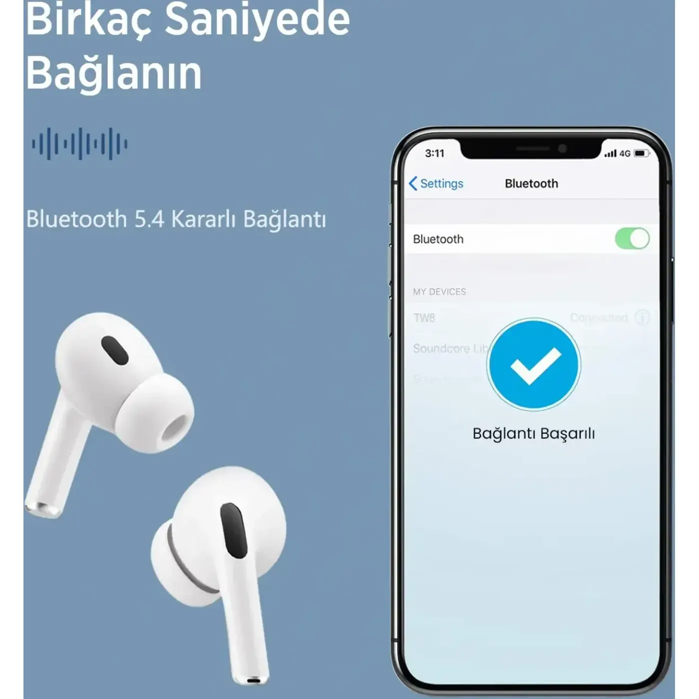 TW8 Soundcraft ANC/ENC Destekli Kulak içi Kulaklık — görsel 3