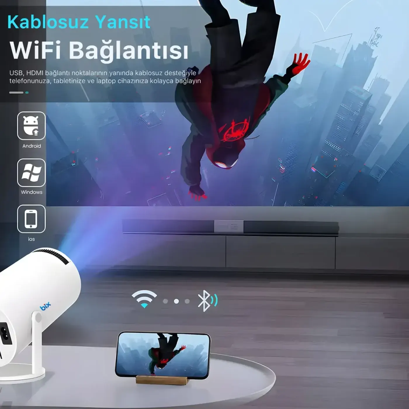 Vega Android Projeksiyon Cihazı HD 1280×720 4K Akıllı — görsel 2