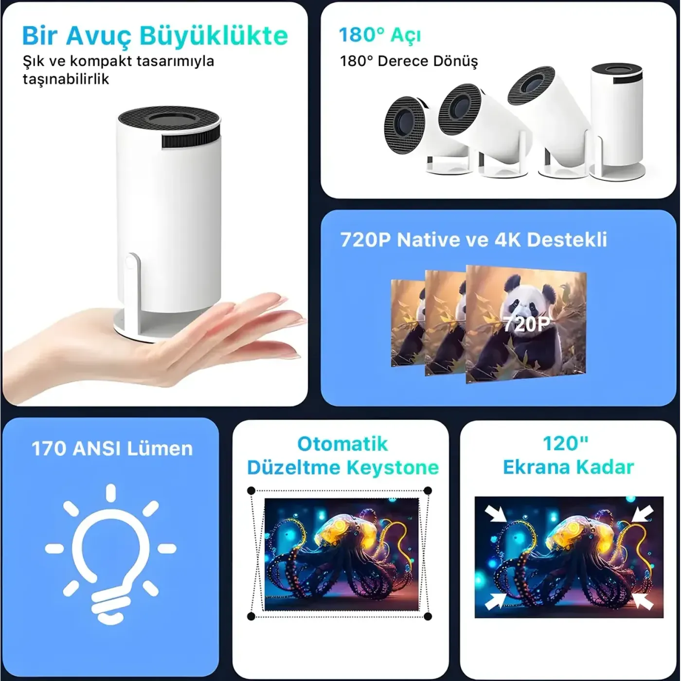 Vega Android Projeksiyon Cihazı HD 1280×720 4K Akıllı — görsel 3