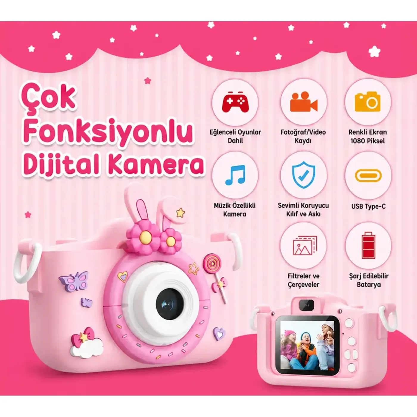 Bix Kids X2HD Çocuk Dijital Fotoğraf Makinesi 1080P HD — görsel 2